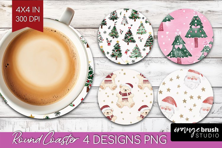 Dreamy Christmas Round Coaster - Christmas Coaster PNG example image 1