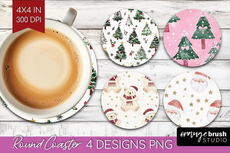 Dreamy Christmas Round Coaster - Christmas Coaster PNG
