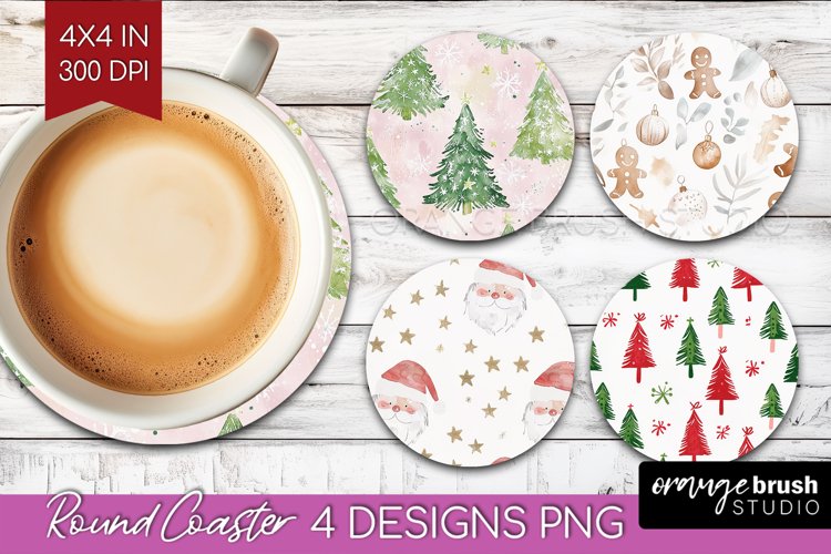 Dreamy Christmas Round Coaster - Christmas Coaster PNG example image 1