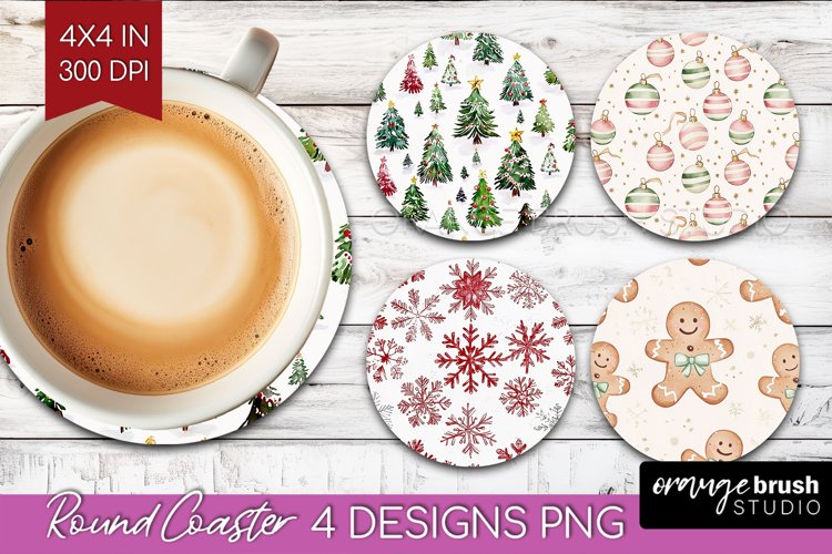 Dreamy Christmas Round Coaster - Christmas Coaster PNG example image 1
