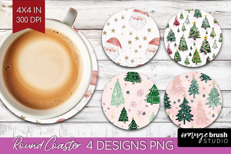Dreamy Christmas Round Coaster - Christmas Coaster PNG example image 1