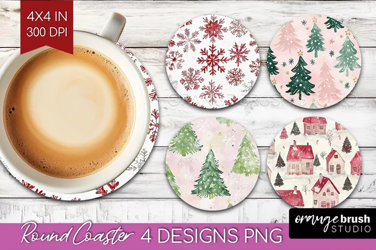 Dreamy Christmas Round Coaster - Christmas Coaster PNG
