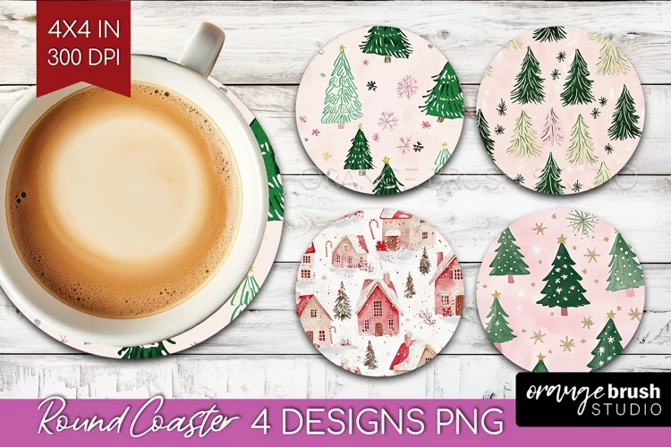 Dreamy Christmas Round Coaster - Christmas Coaster PNG