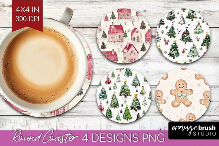 Dreamy Christmas Round Coaster - Christmas Coaster PNG