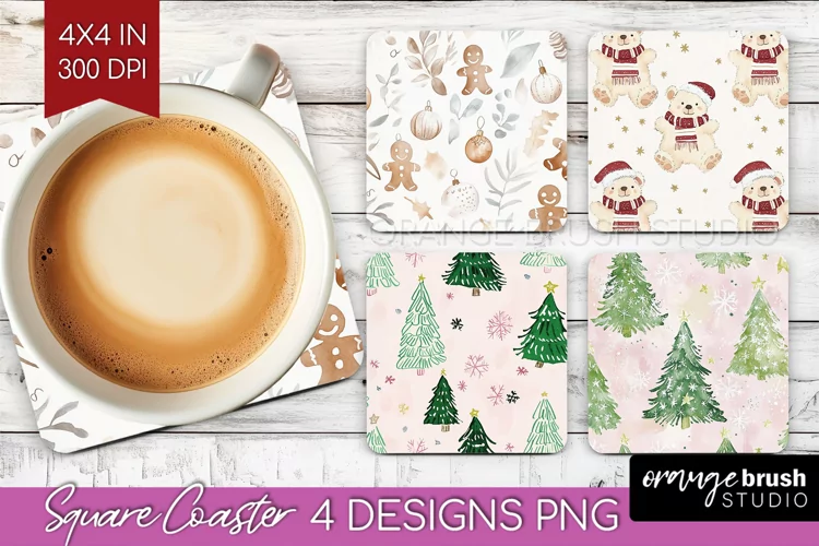 Dreamy Christmas Square Coaster - Christmas Coaster PNG