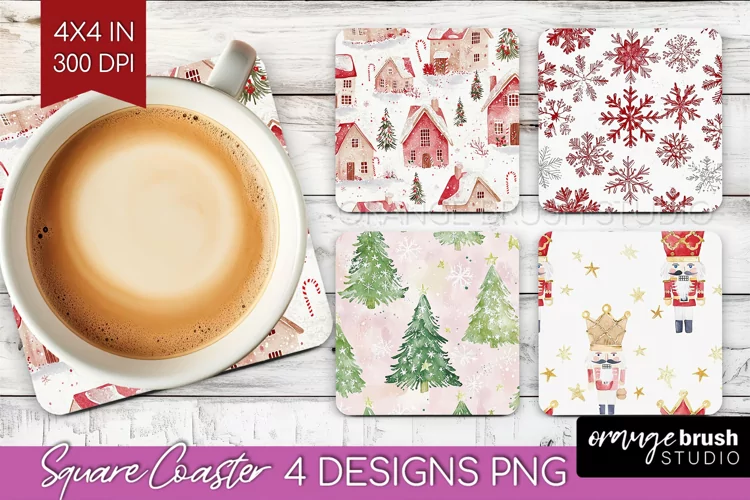 Dreamy Christmas Square Coaster - Christmas Coaster PNG