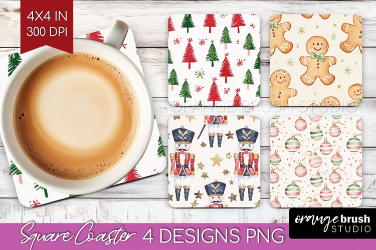 Dreamy Christmas Square Coaster - Christmas Coaster PNG example image 1