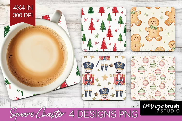 Dreamy Christmas Square Coaster - Christmas Coaster PNG