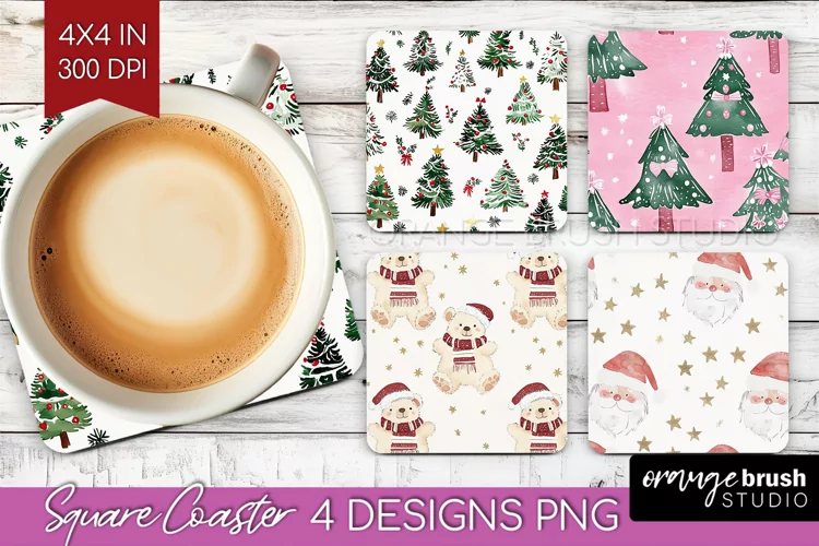 Dreamy Christmas Square Coaster - Christmas Coaster PNG