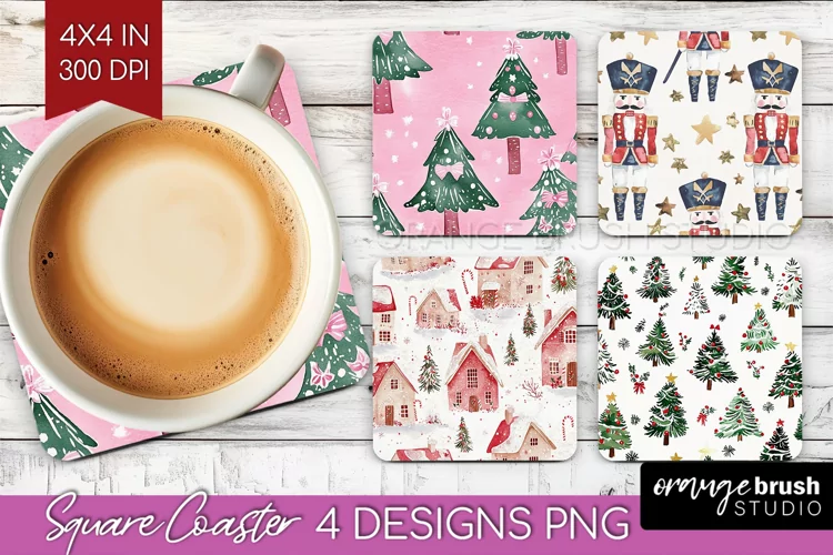 Dreamy Christmas Square Coaster - Christmas Coaster PNG