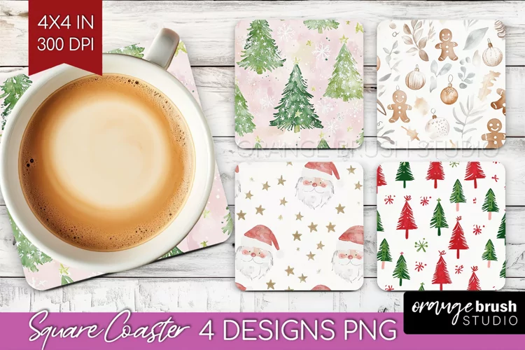 Dreamy Christmas Square Coaster - Christmas Coaster PNG