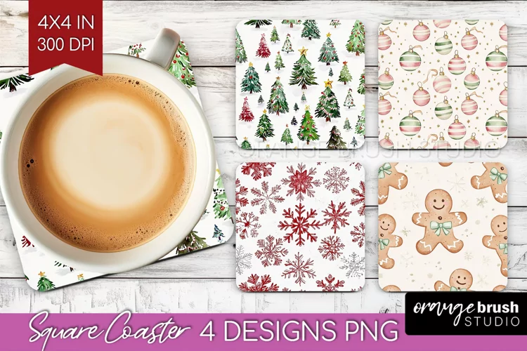 Dreamy Christmas Square Coaster - Christmas Coaster PNG