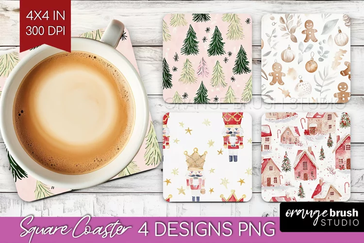 Dreamy Christmas Square Coaster - Christmas Coaster PNG