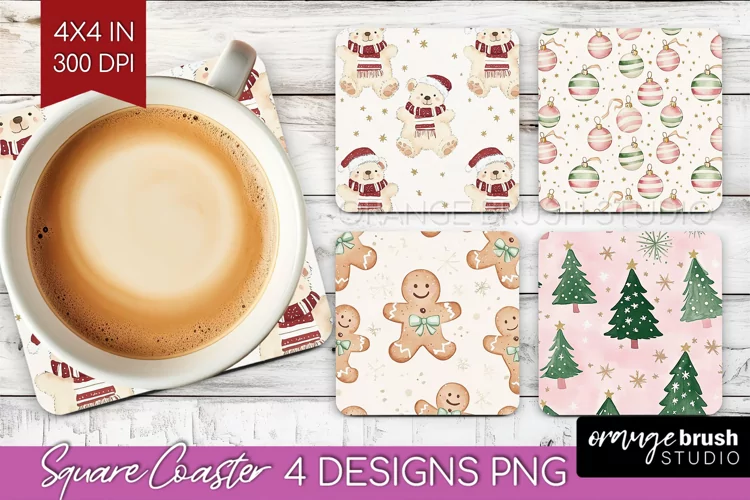 Dreamy Christmas Square Coaster - Christmas Coaster PNG