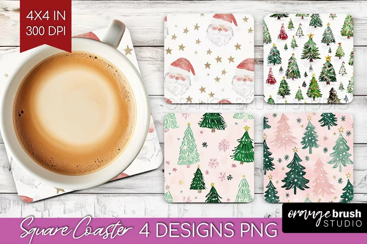 Dreamy Christmas Square Coaster - Christmas Coaster PNG