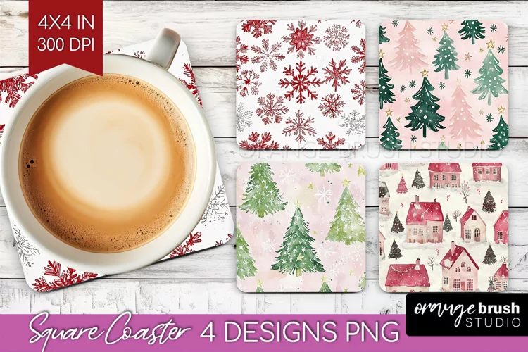 Dreamy Christmas Square Coaster - Christmas Coaster PNG