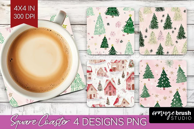 Dreamy Christmas Square Coaster - Christmas Coaster PNG