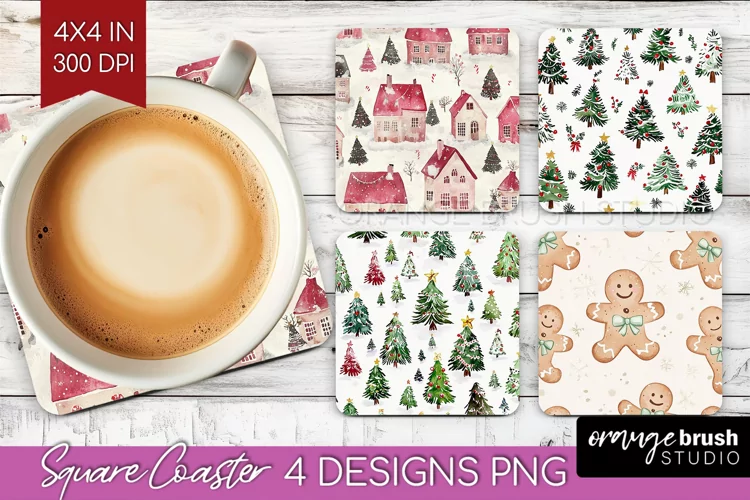 Dreamy Christmas Square Coaster - Christmas Coaster PNG