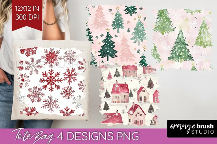 Dreamy Christmas Tote Bag - Christmas Tote Bag PNG