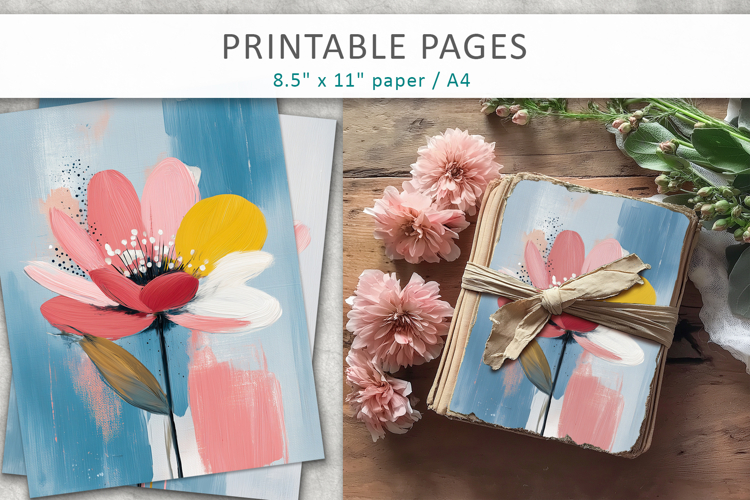 flower brush texture junk journal pages, creative paper