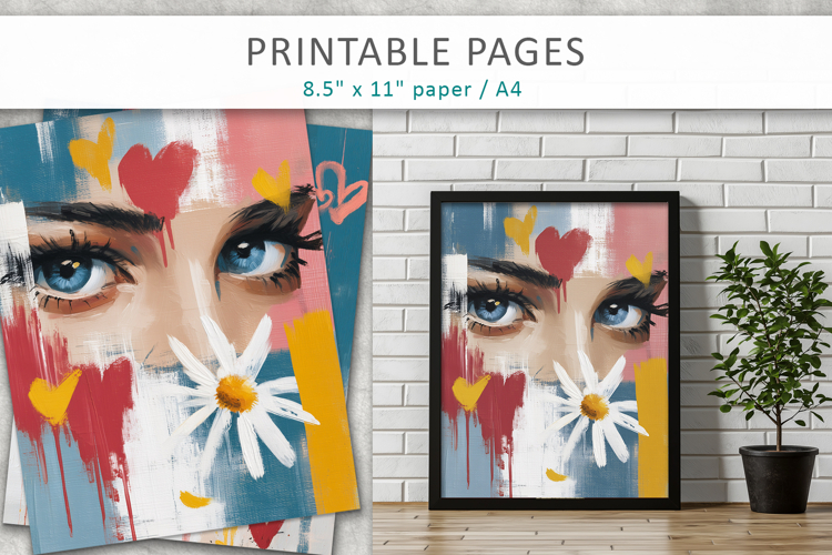 eyes illustration junk journals, abstract collage art