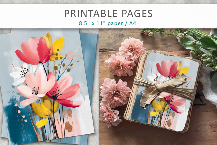 floral junk journals, scrapbook paper