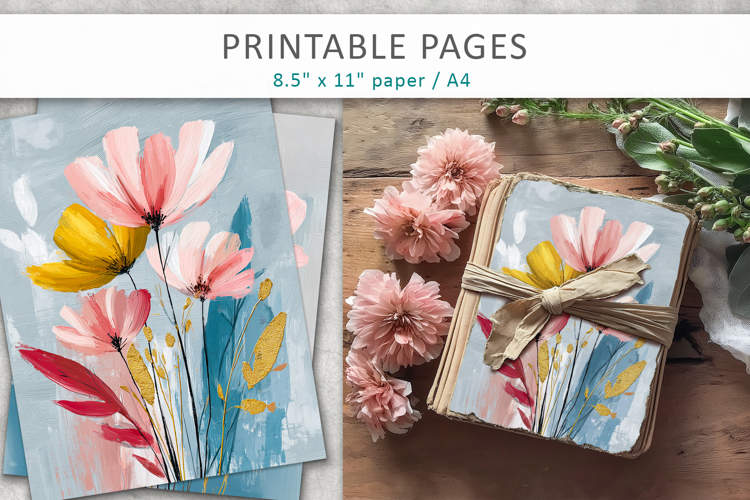 floral illustration, art journal pages