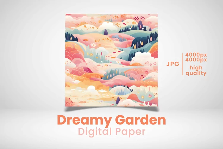 dreamy garden digital paper and colorful premium pattern