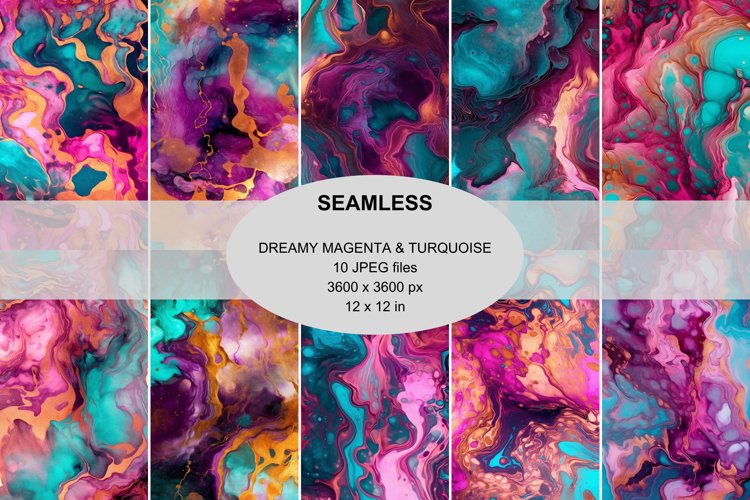 Magenta and Turquoise Seamless Pattern, Sublimation Patterns example image 1