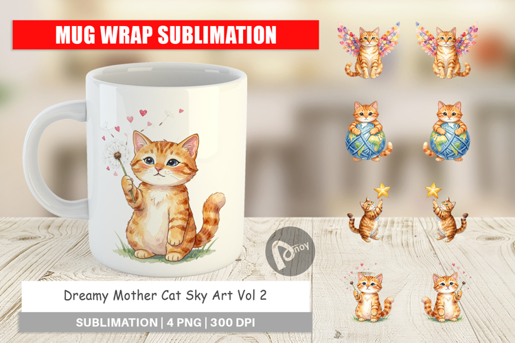 Dreamy Mother Cat Sky Art Mug Wrap