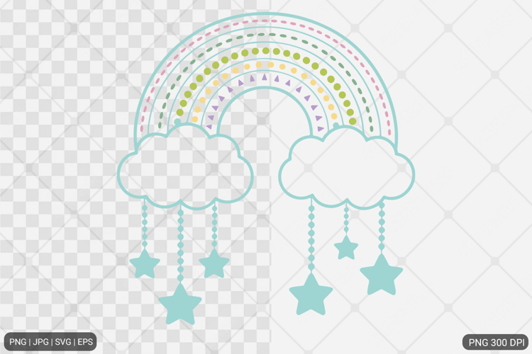 Dreamy Rainbow Cloud SVG PNG