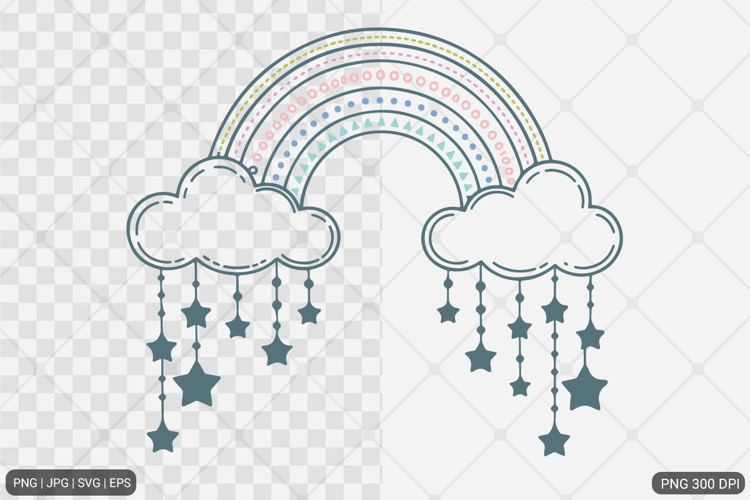 Dreamy Rainbow Cloud SVG PNG