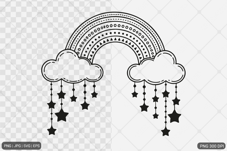 Dreamy Rainbow Cloud SVG PNG