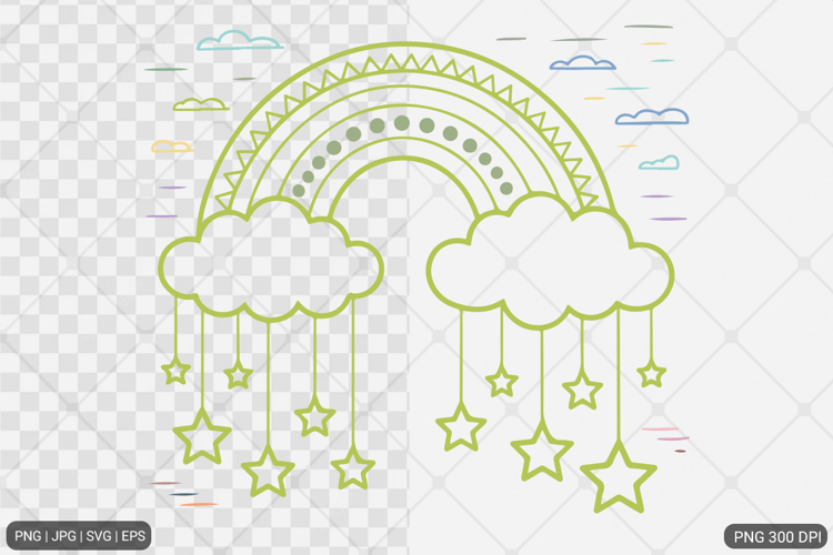Dreamy Rainbow Cloud SVG PNG