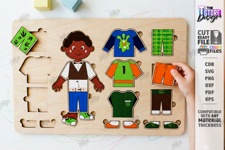 Dress Up Doll Puzzle Laser Cut|Kids Toys|Board Game|Boy SVG