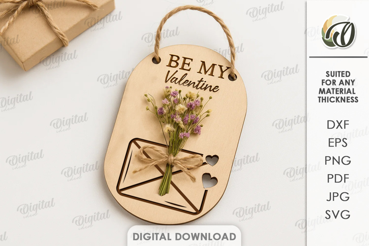 Dried Flower Gift Tag Laser Cut. Present Tag SVG