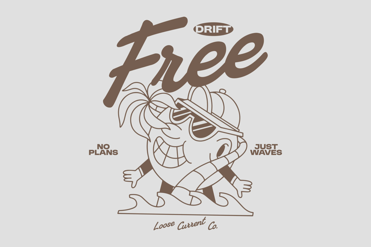 Drift Free Retro Summer Surfing T shirt Design