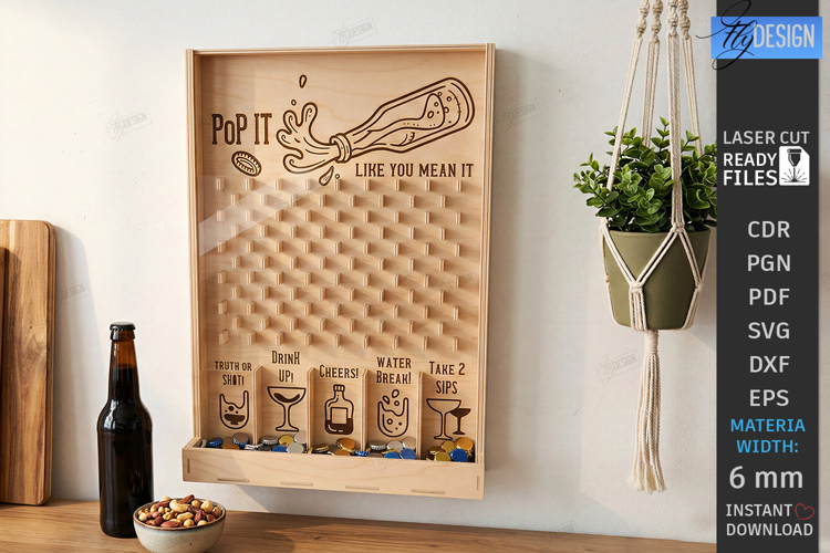 Drink Drop Bar Game Plinko Laser Cut | Beer Cap Drop Board