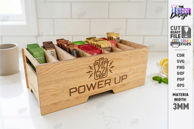 Drink Packet Organizer Laser Cut | Storage Box | Kitchen SVG