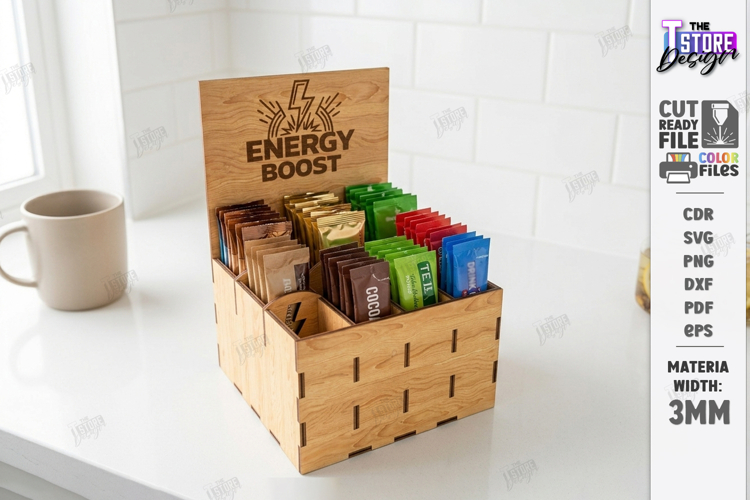Drink Packet Organizer Laser Cut | Storage Box | Kitchen SVG