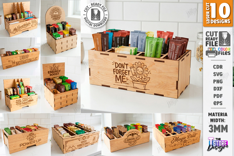 Drink Packet Organizers Laser Cut Bundle | Storage Box Laser