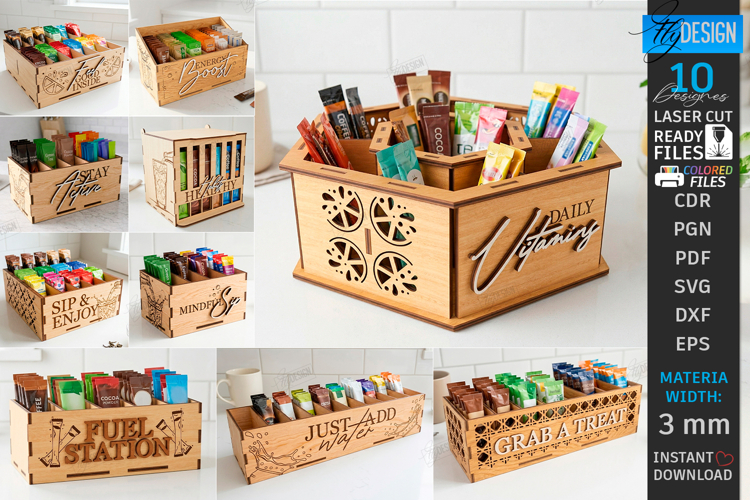 Drink Packet Organizers Laser Cut Bundle | Station Storage