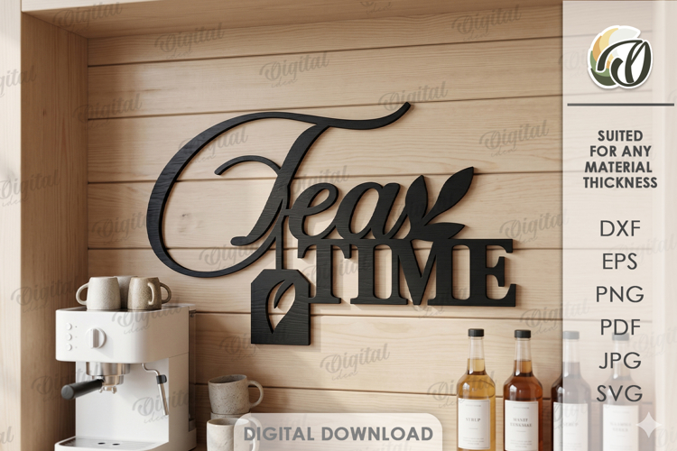 Drink Station Sign Laser Cut. Wall Decor. Tea Time SVG example image 1