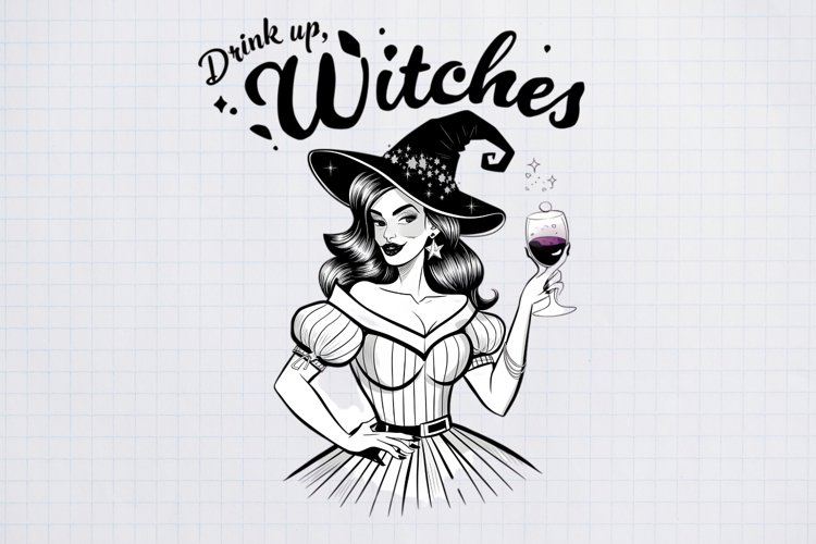 Vintage Pin-up Girls Halloween, Halloween Sublimation example image 1
