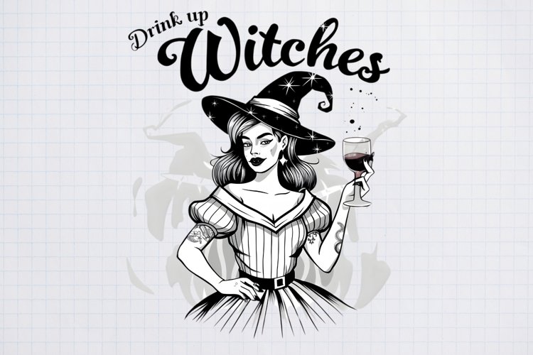 Vintage Pin-up Girls Halloween, Halloween Sublimation example image 1