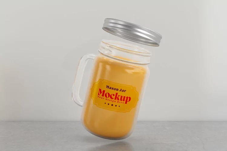 Mason Drinking Glass Jar Mockup for Customizable Branding