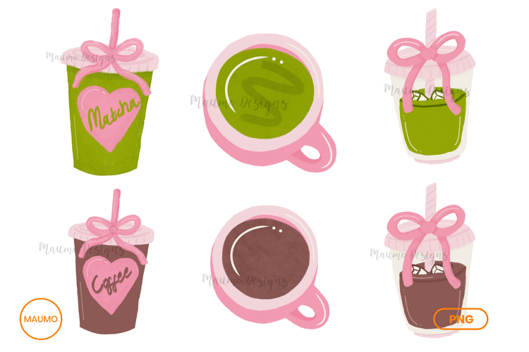 Hand Drawn Coffee and Matcha Clipart