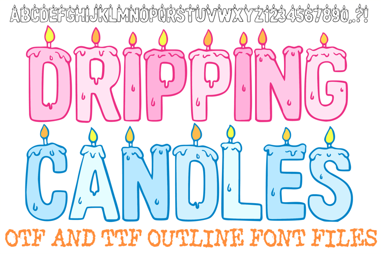 Dripping Candles Lettering Font Cartoon Wax ABC OTF Type