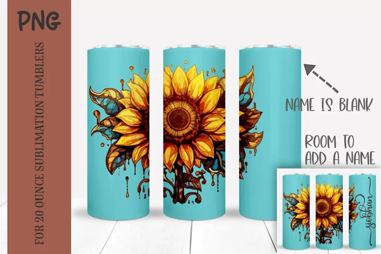 Dripping Color Sunflower 20 Ounce Tumbler Wrap