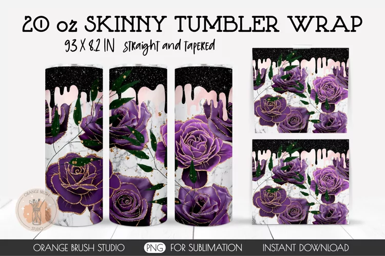 Dark Rose Skinny Tumbler Halloween Tumbler Wrap 20 Oz